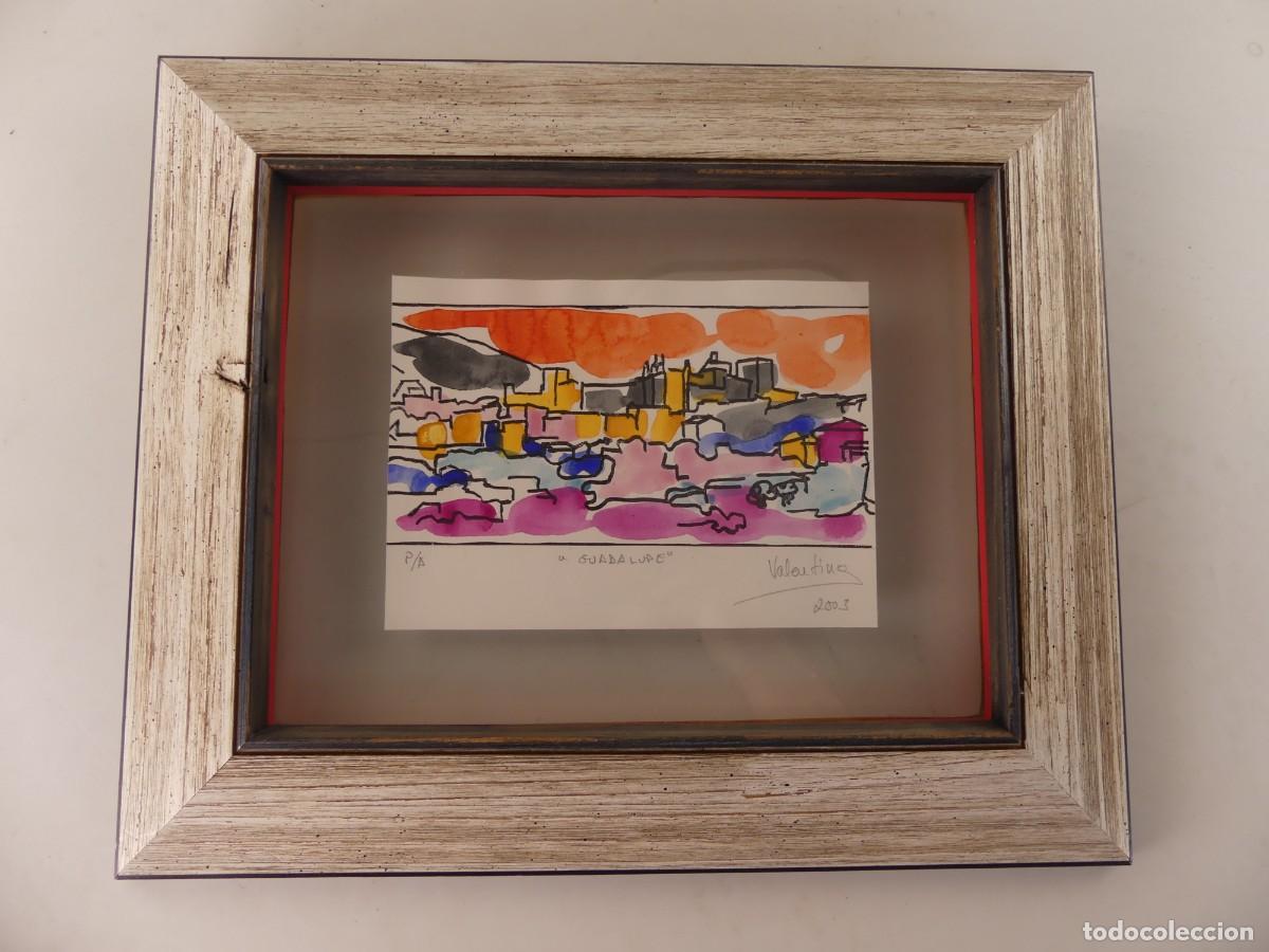 Otros objetos de arte: BONITA PINTURA DE ACUARELA O SIMILAR P/A PRUEBA ARTISTICA NOMBRADA GUADALUPE ENMARCADA Y FIRMADA