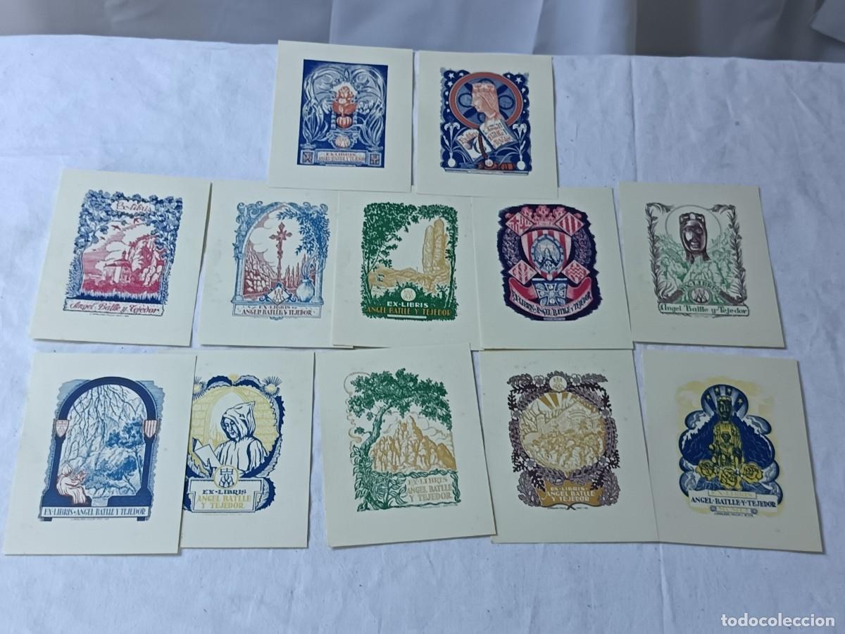 Otros objetos de arte: 12 Exlibris Montserratins, 3&ordf; serie, dibujados a la pluma por J. Anglada, en su sobre