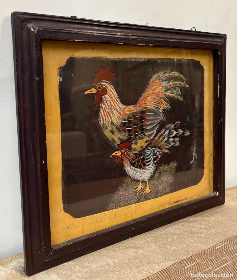 Otros objetos de arte: Cuadro Gallos Tallados y Pintados - Foto 3