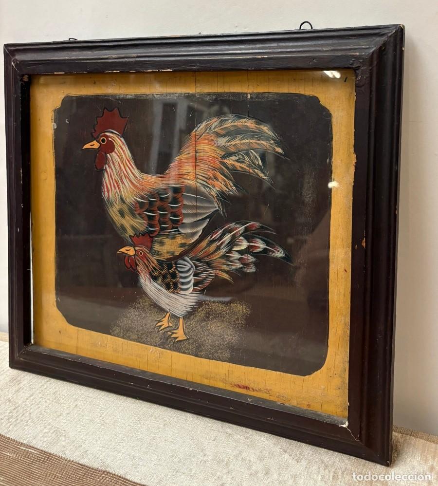 Otros objetos de arte: Cuadro Gallos Tallados y Pintados - Foto 4