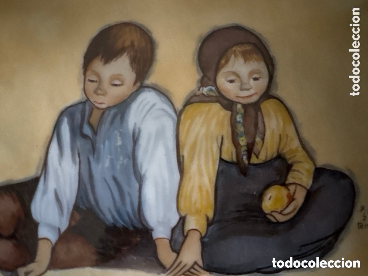 Otros objetos de arte: Esmalte a fuego dibujo Castelao (A23)