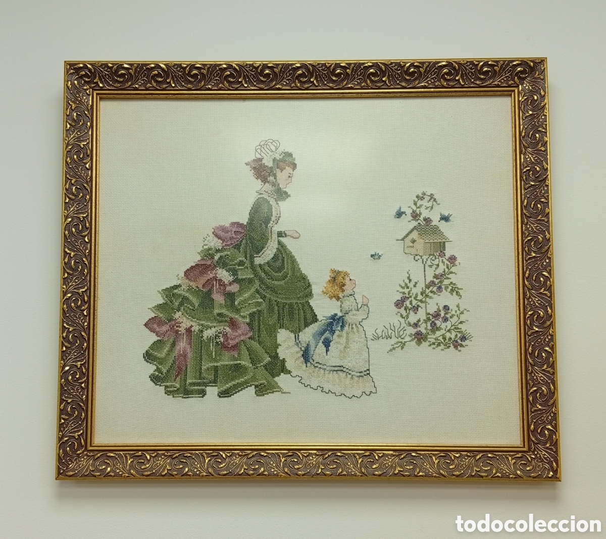 Otros objetos de arte: Gran cuadro de punto de cruz vintage