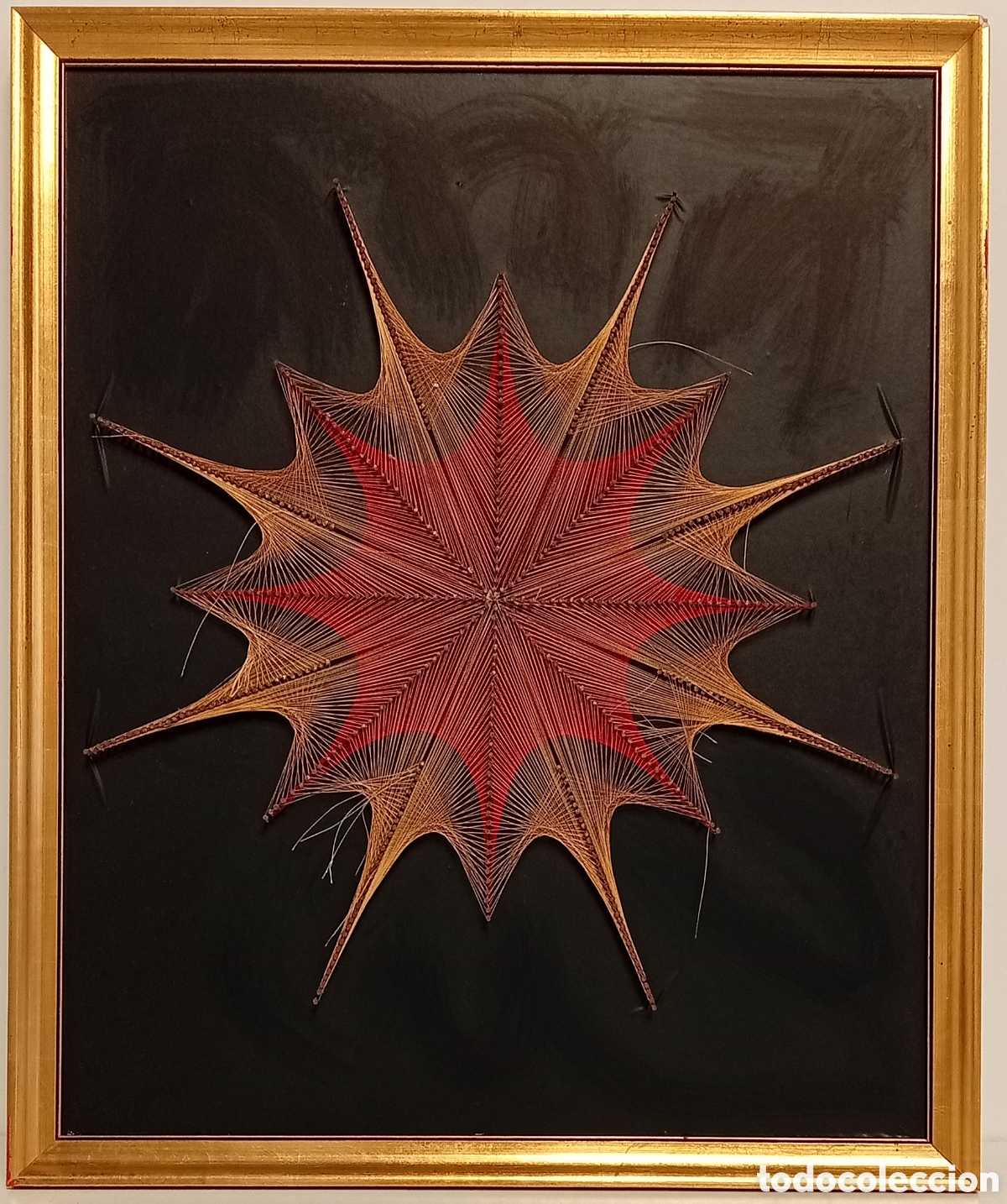 Otros objetos de arte: .CUADRO DE HILORAMA EN FORMA ESTRELLA GEOMETRICA - Foto 1
