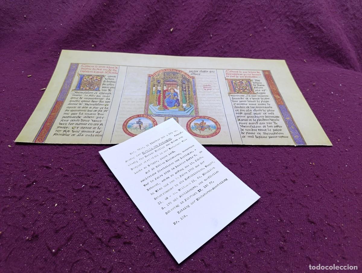 Otros objetos de arte: Hoja del C&oacute;dice &rdquo;Cr&oacute;nicas de las Cruzadas de Jerusal&eacute;n&rdquo; de 1450, facs&iacute;mil