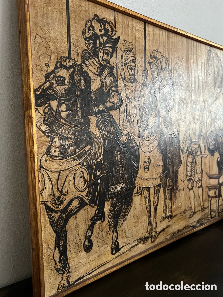Otros objetos de arte: Cuadro madera escena Carlos V - Foto 2