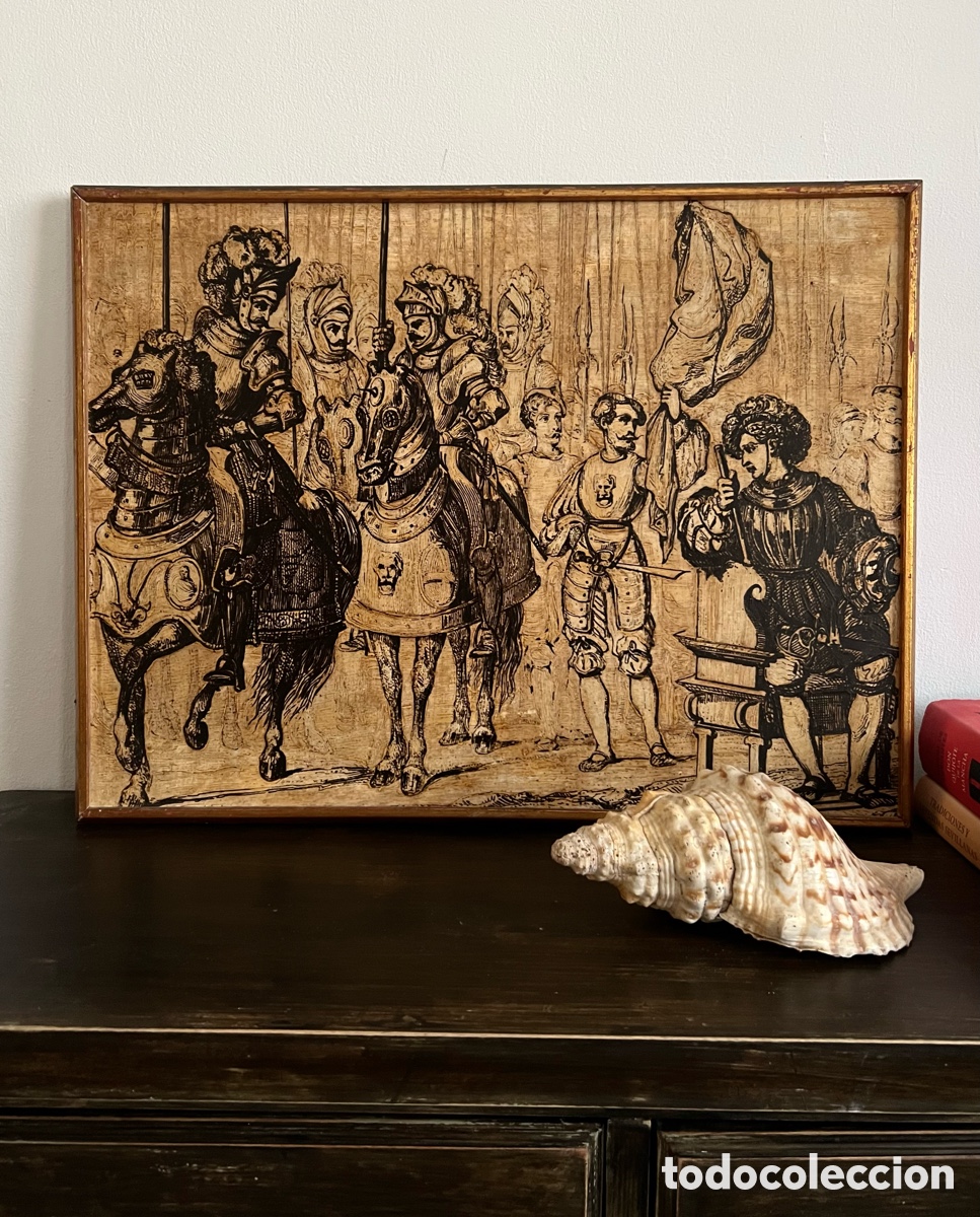 Otros objetos de arte: Cuadro madera escena Carlos V - Foto 1