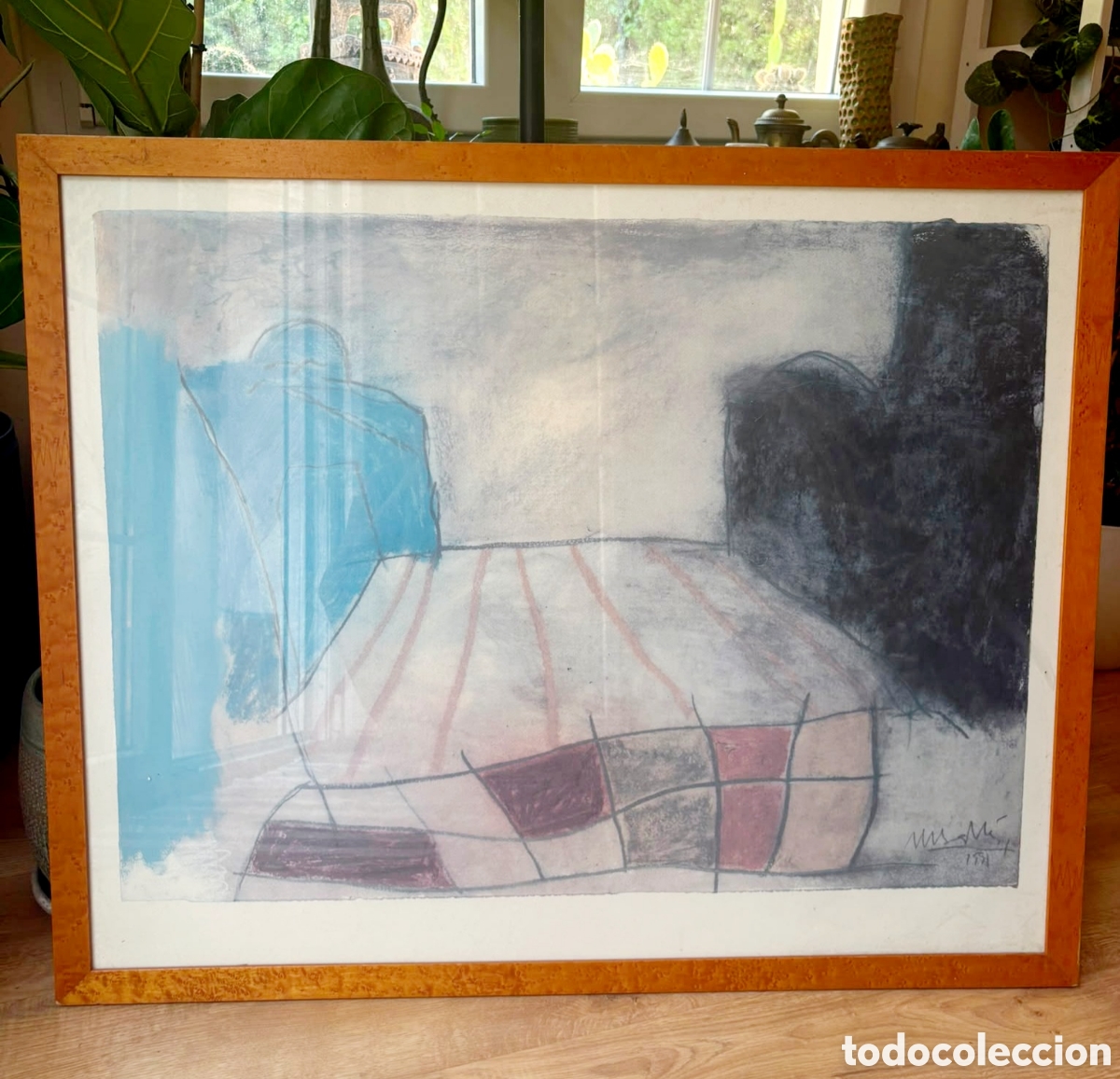 Otros objetos de arte: Cuadro Abstracto Grande 70x80 cm - Estilo Informalista Vintage (1991)