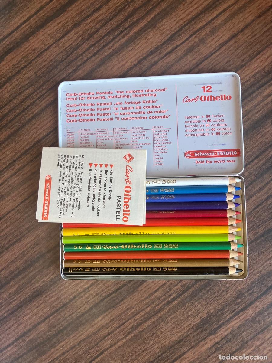 Otros objetos de arte: CAJA COLORES PASTELES SCHWAN STABILO CARB-OTHELLO EL CARBONCILLO DE COLOR 12 L&Aacute;PICES