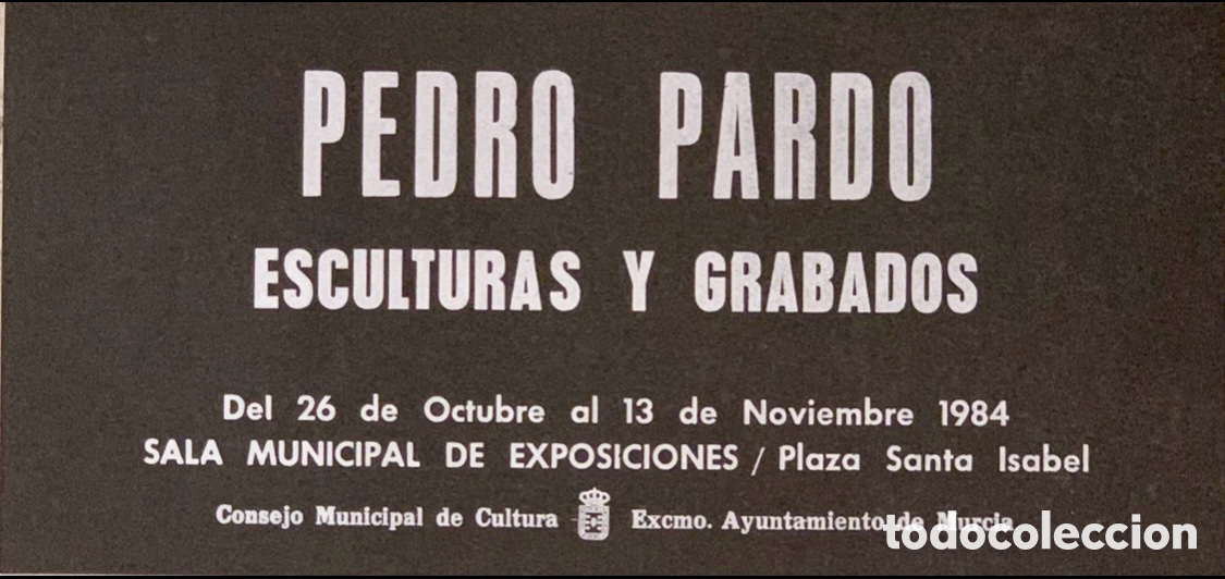 Otros objetos de arte: Folleto de Exposici&oacute;n. Pedro Pardo. Esculturas y Grabados. Ayuntamiento de Murcia. 1984.