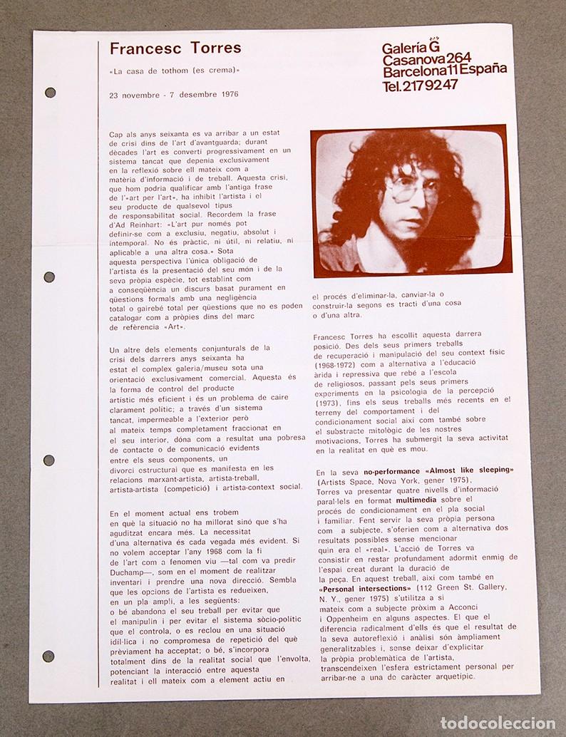 Otros objetos de arte: Francesc Torres - Galer&iacute;a G - 1976 - La casa de tothom (es crema) - Llan&ccedil;&agrave;-Nova York