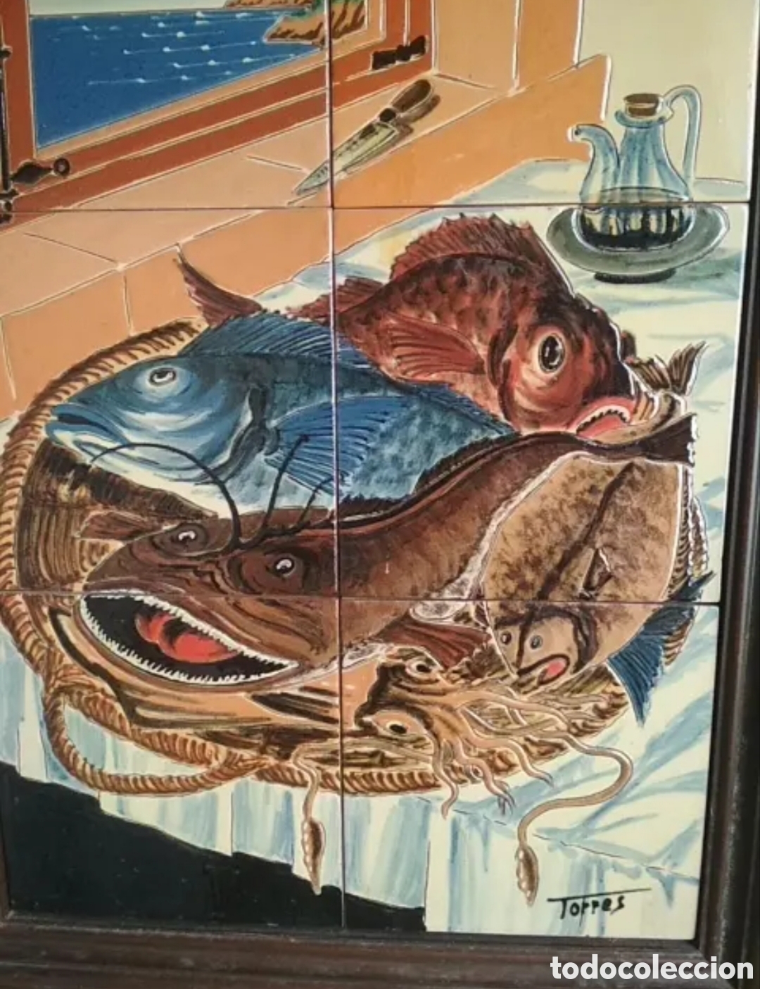 Otros objetos de arte: Cuadro con azulejos motivos pescados - Foto 3