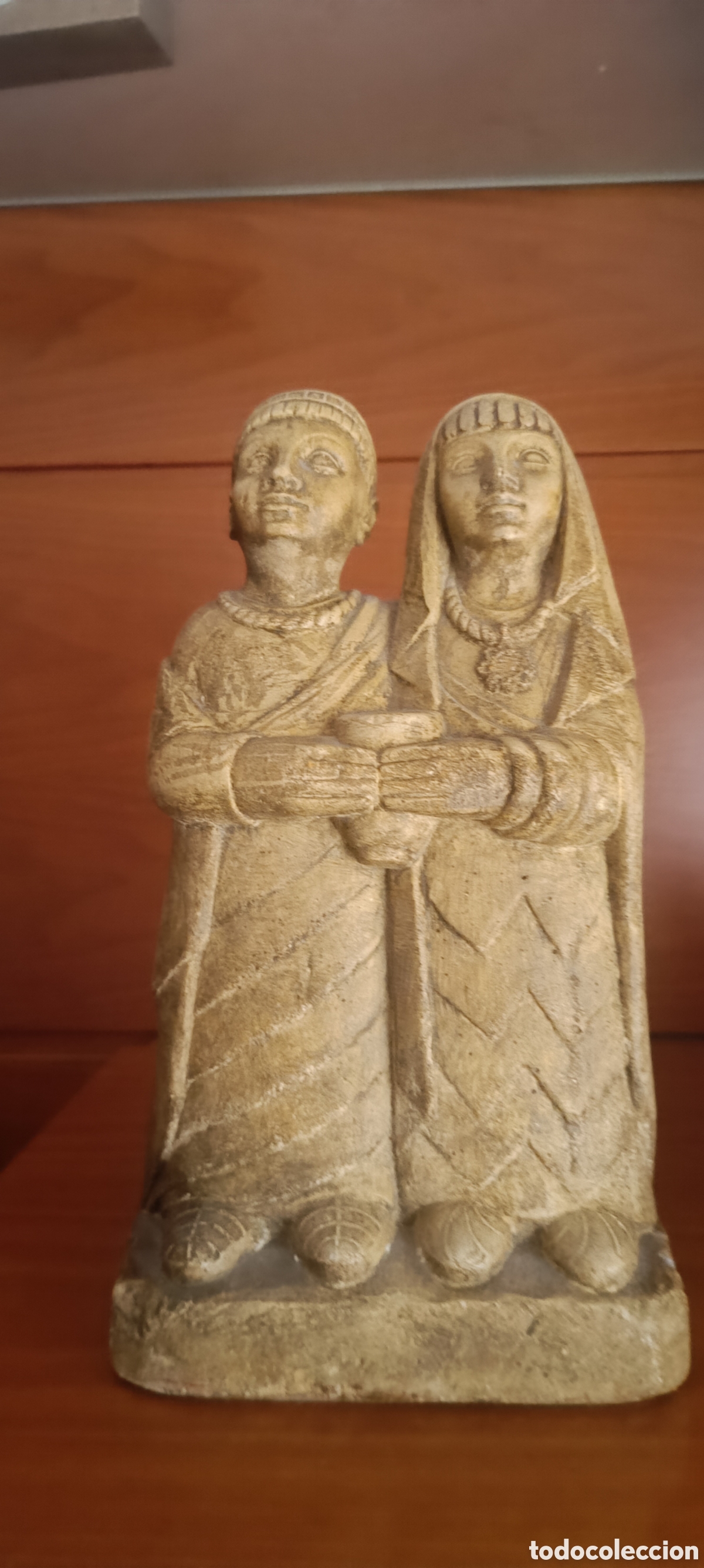 Otros objetos de arte: R&eacute;plica Arqueol&oacute;gica: Pareja de Oferentes de Cerro de los Santos (Albacete) - Piedra - 30 cm