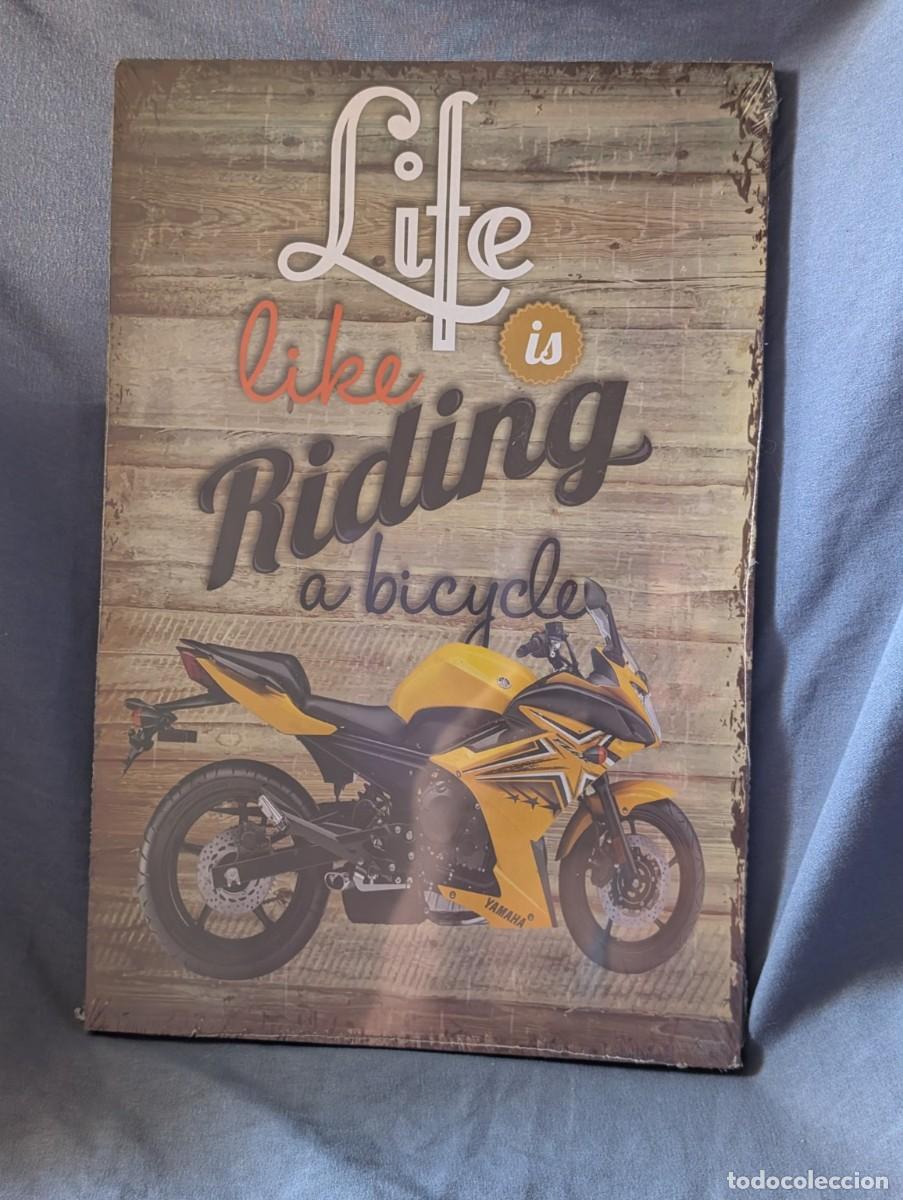 Otros objetos de arte: Cuadro decorativo moto vintage en MDF 20 x 30 cm estilo industrial