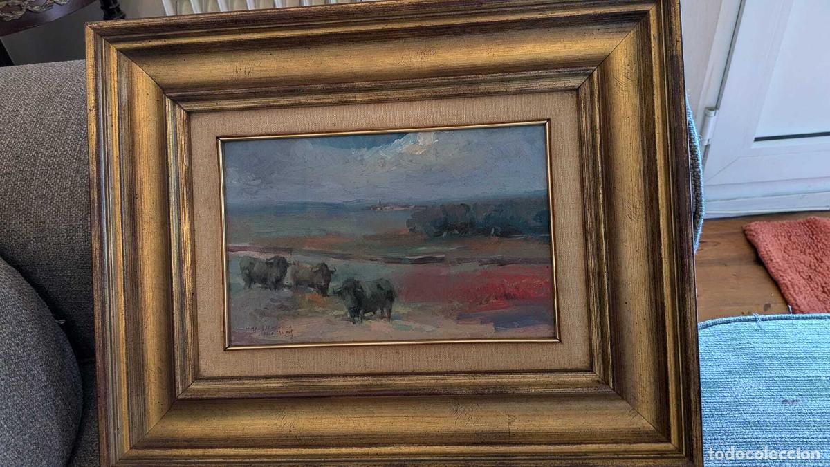 Otros objetos de arte: PRI-020: Paisaje con ganado,posible atribuci&oacute;n a Hip&oacute;lito Hidalgo de Caviedes