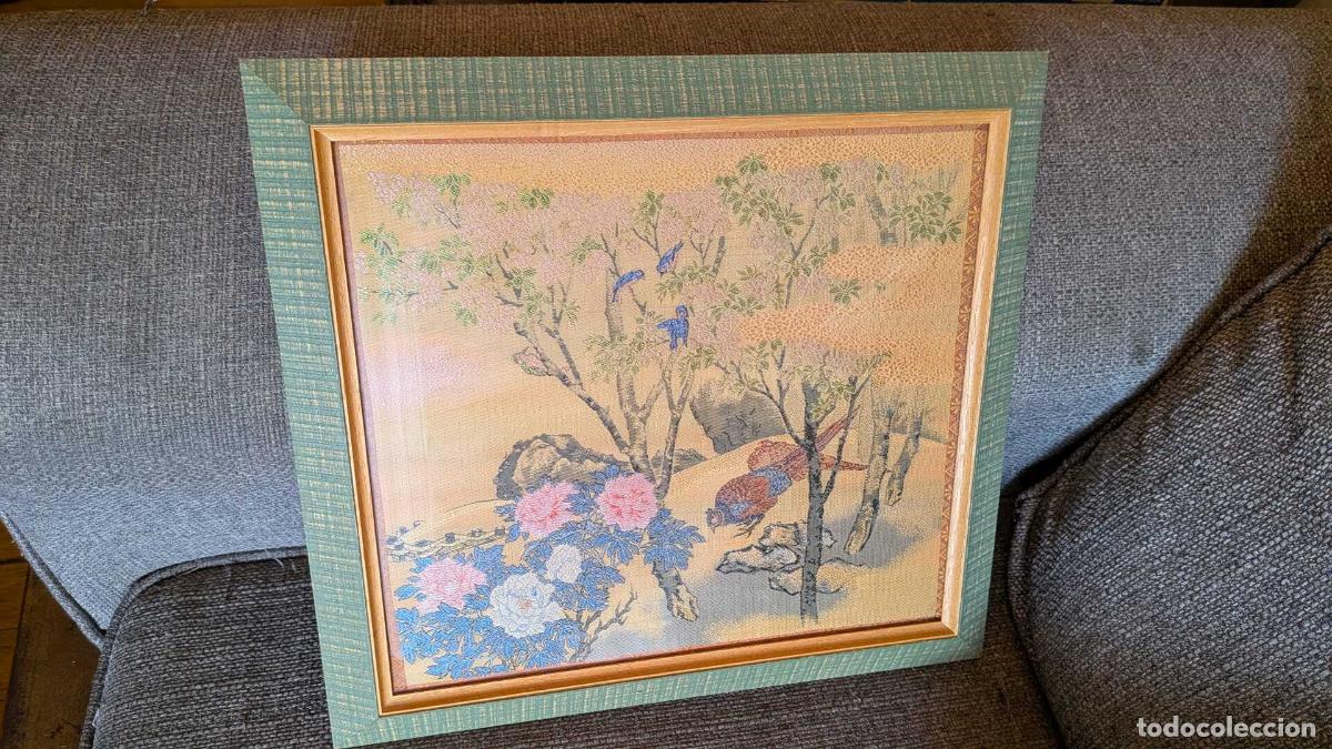 Otros objetos de arte: PRI-007: Cuadro decorativo oriental con aves y flores