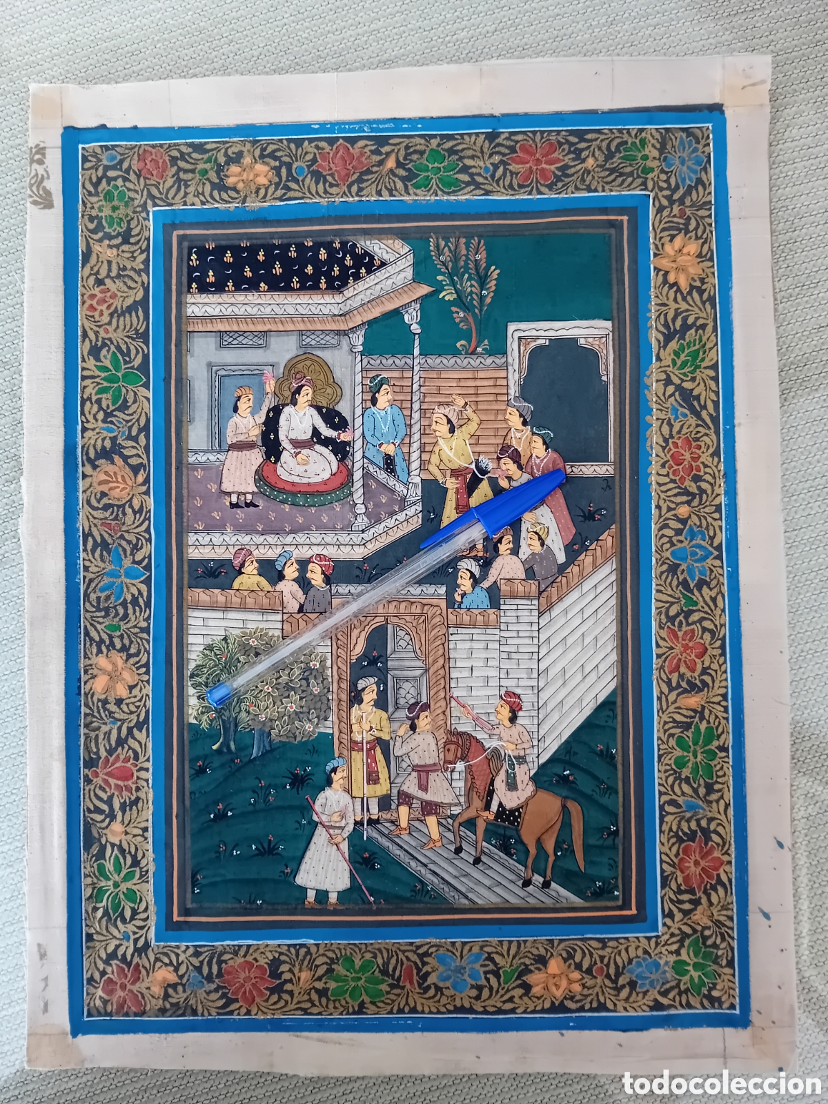 Otros objetos de arte: CUADRO PINTADO SOBRE TELA MUY FINA, TIPO SEDA. INDIA, PAKIST&Aacute;N, ASIA. A&Ntilde;OS 70
