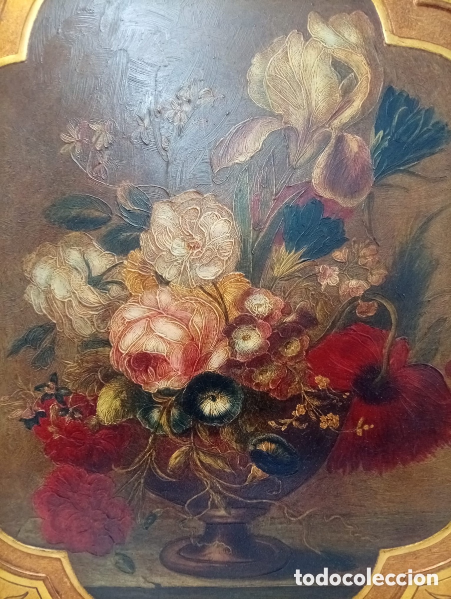 Otros objetos de arte: .CUADRO &Oacute;LEO SOBRE TABLA DE FLORES - Foto 3