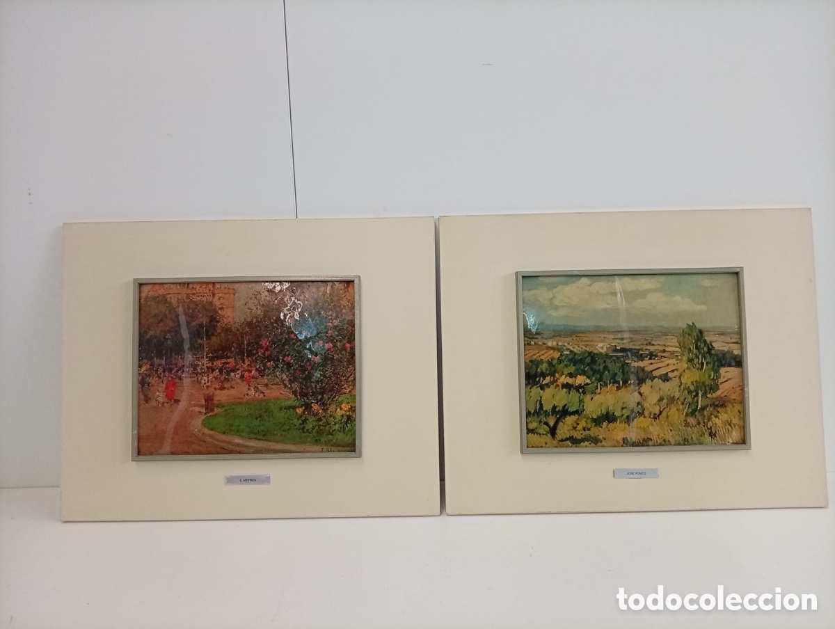 Otros objetos de arte: .DOS. CUADROS L&Aacute;MINA BARNIZADA CON FIRMA. - Foto 1