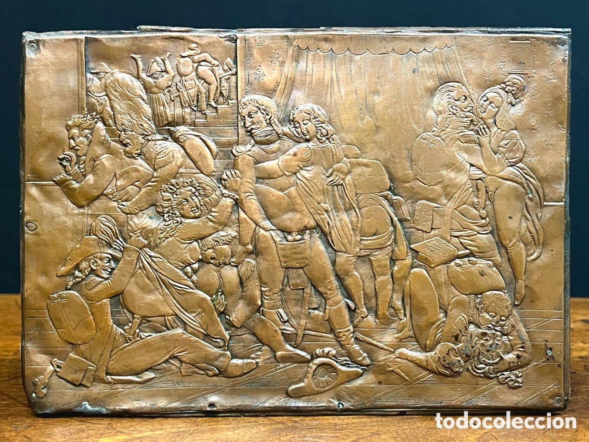 Otros objetos de arte: Escena militar er&oacute;tica, repujada, S.XIX - Foto 2