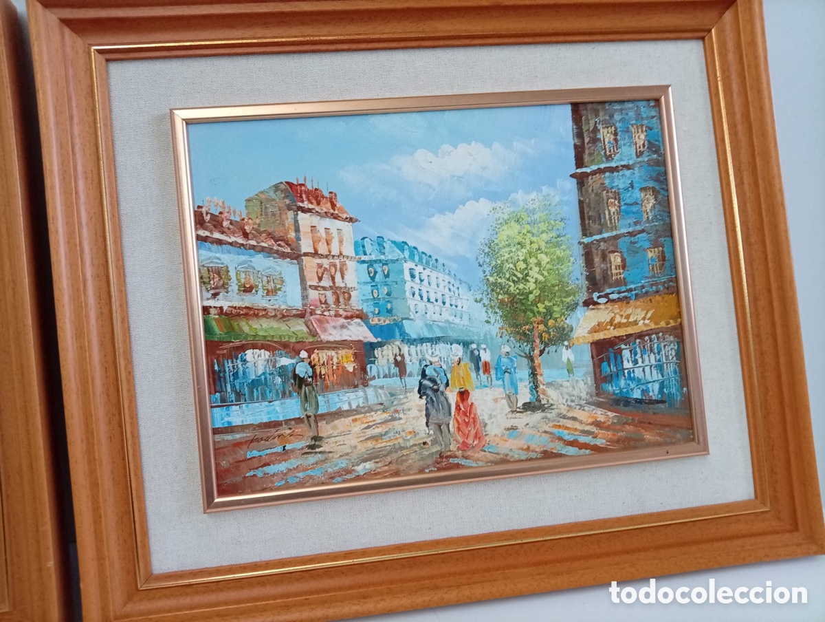 Otros objetos de arte: .DOS. CUADROS &Oacute;LEO SOBRE TABLA CON FIRMA. - Foto 5