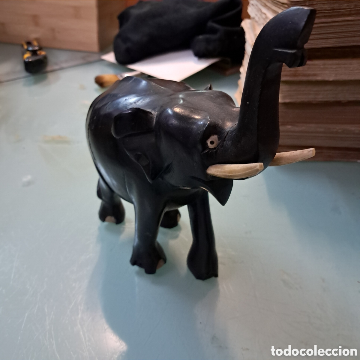 Otros objetos de arte: Elefante tallado en ebano - Foto 2