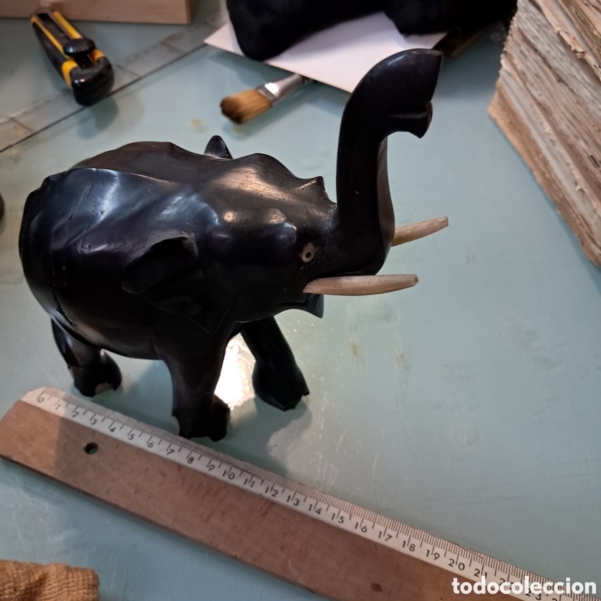 Otros objetos de arte: Elefante tallado en ebano - Foto 3