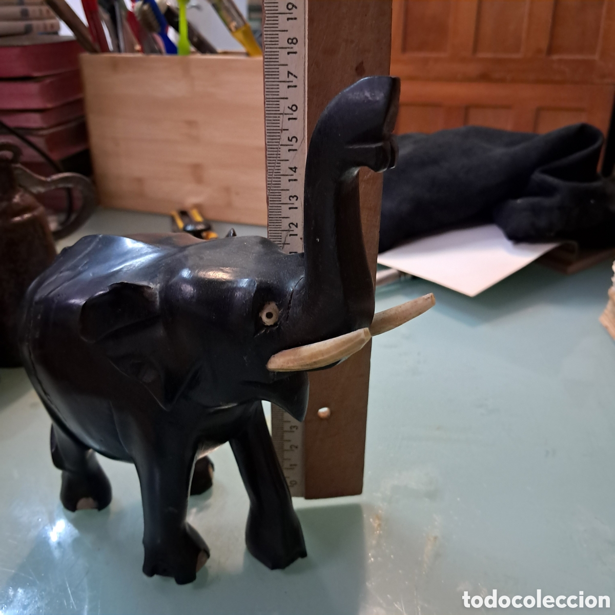 Otros objetos de arte: Elefante tallado en ebano - Foto 4