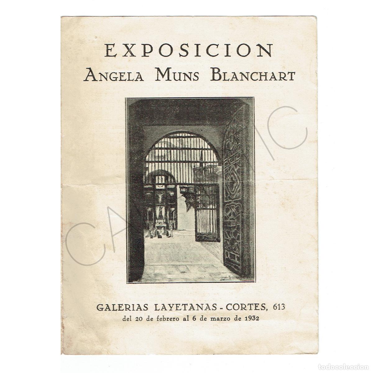 Otros objetos de arte: D&iacute;ptic exposici&oacute; &Agrave;ngela Muns Blanchart &ndash; Galeries Laietanes &ndash; Barcelona , 1932