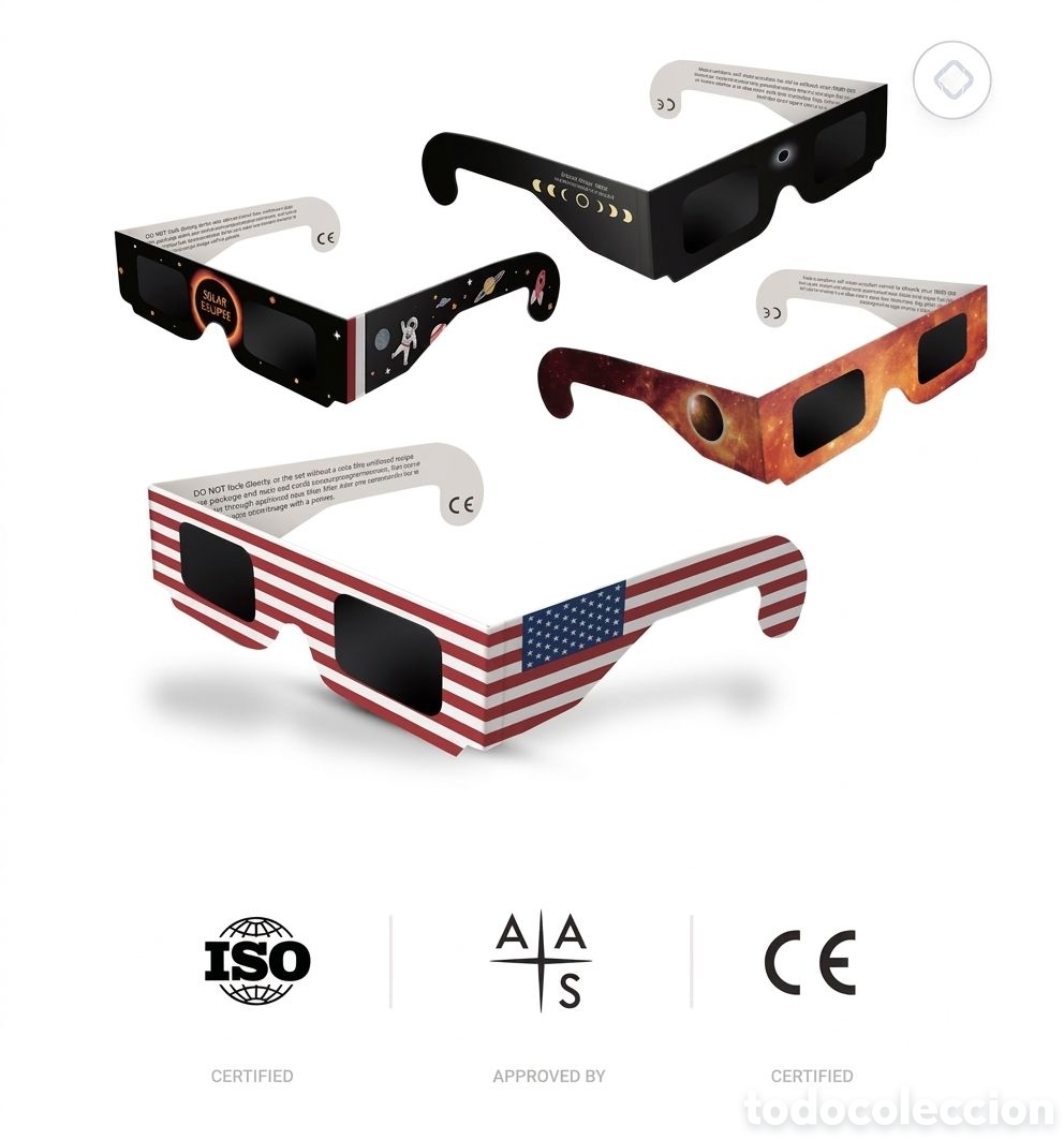 Otros objetos de arte: Gafas de eclipse solar con certificado ISO