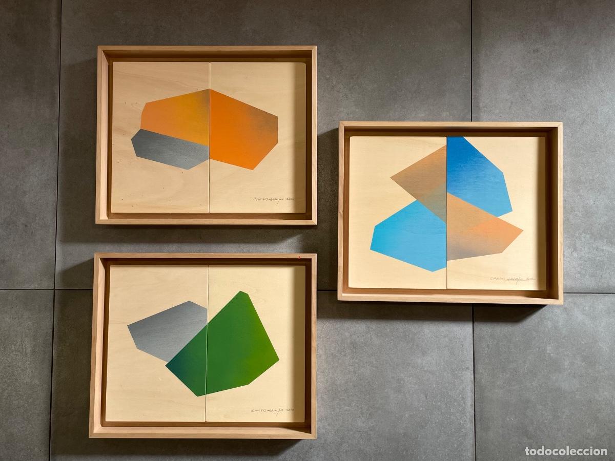 Otros objetos de arte: Diario Geom&eacute;trico - Obra original Carlos Sancho - lote 3 obras enmarcadas