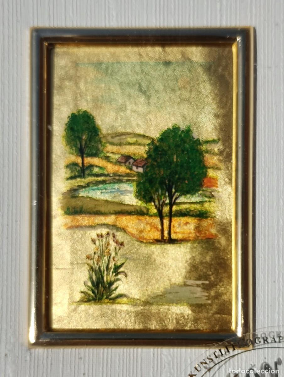 Other art objects: Cuadro Miniatura Litograf&iacute;a Sobre L&aacute;mina de Oro 23KT