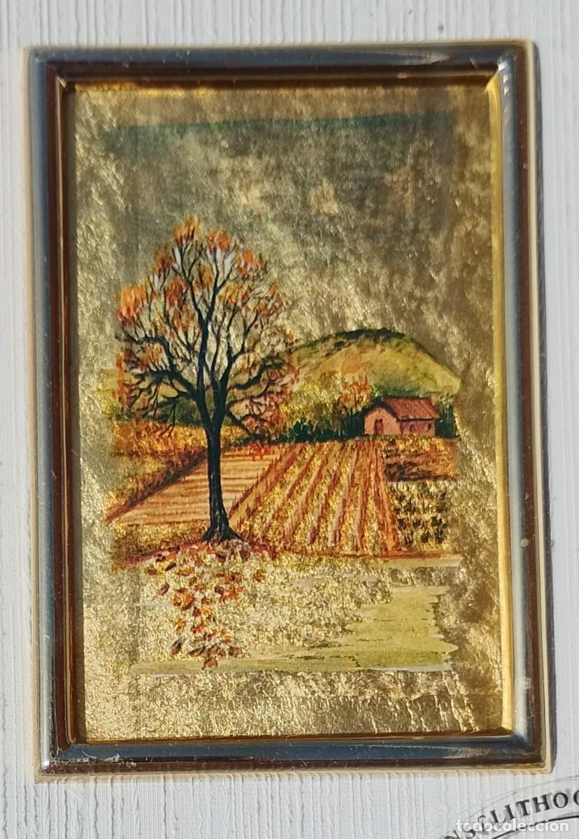 Other art objects: Cuadro Miniatura Litograf&iacute;a Sobre L&aacute;mina de Oro 23KT