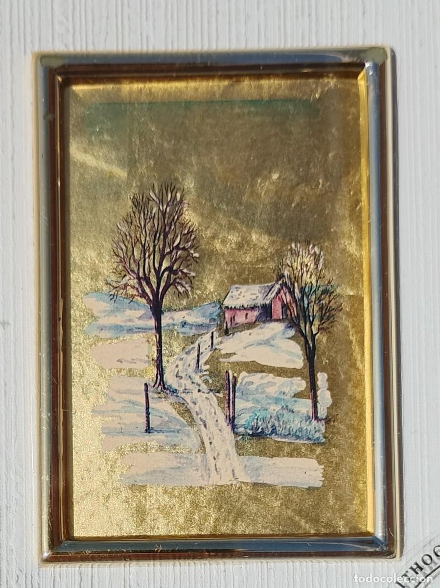 Other art objects: Cuadro Miniatura Litograf&iacute;a Sobre L&aacute;mina de Oro 23KT