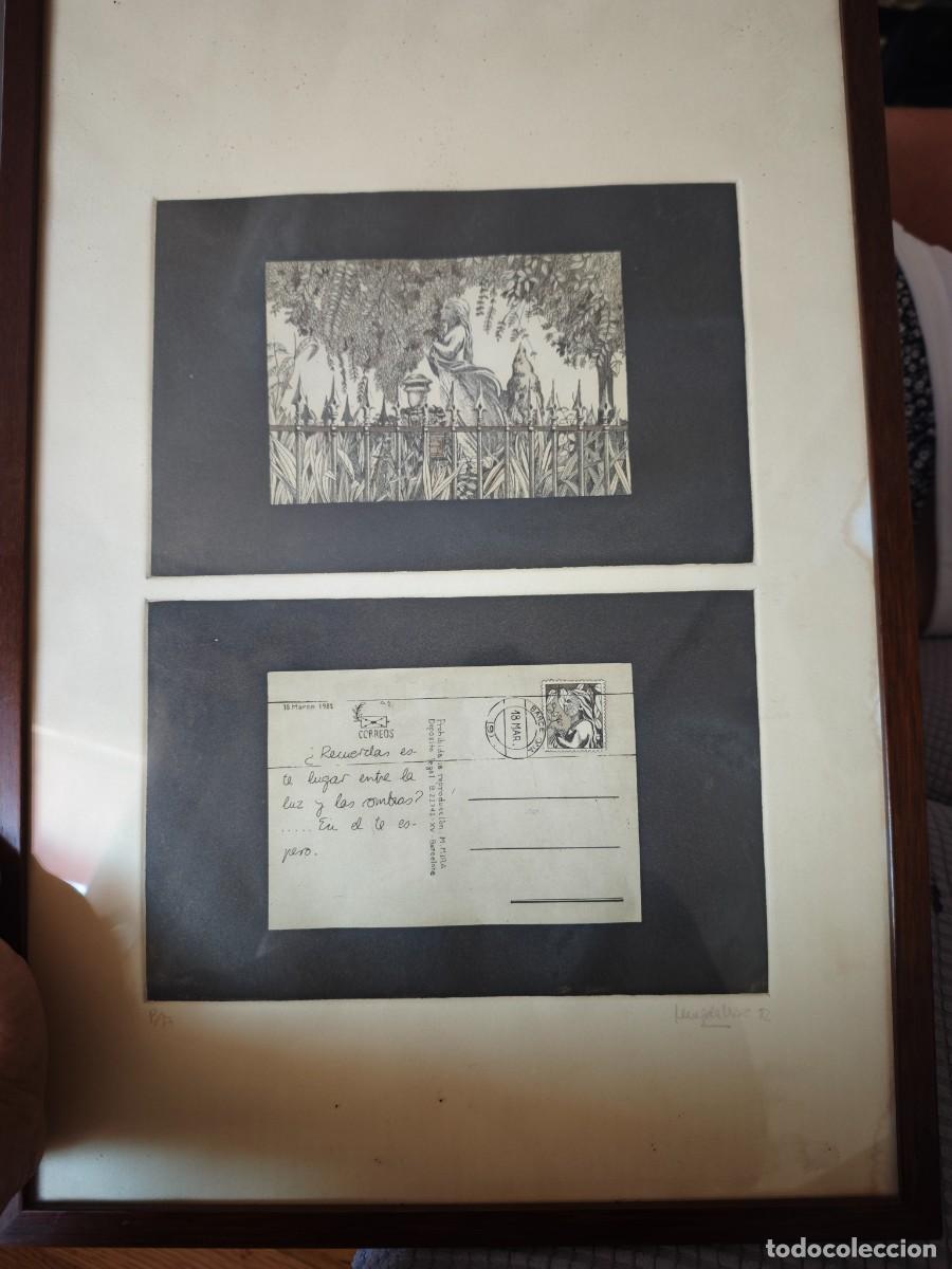 Arte: Grabado Original y Postal Conceptual M. Mira (Barcelona 1981) - Prueba de Artista (P/P) Enmarcada