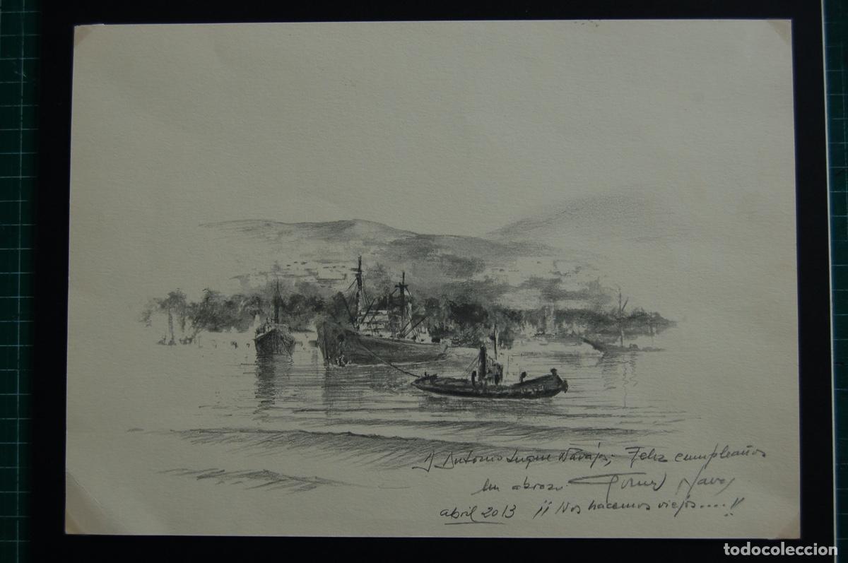 Otros objetos de arte: G&Oacute;MEZ NAVAS, Vicente. Reproducci&oacute;n de &oacute;leo completada y terminada con aguada a l&aacute;piz.Firma original.