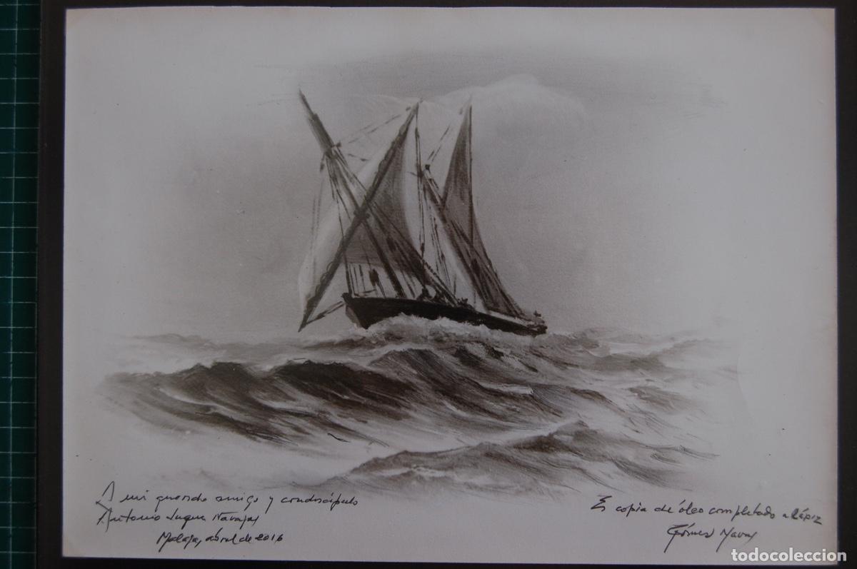 Otros objetos de arte: G&Oacute;MEZ NAVAS, Vicente. Reproducci&oacute;n de &oacute;leo completada y terminada con aguada a l&aacute;piz.Firma original.