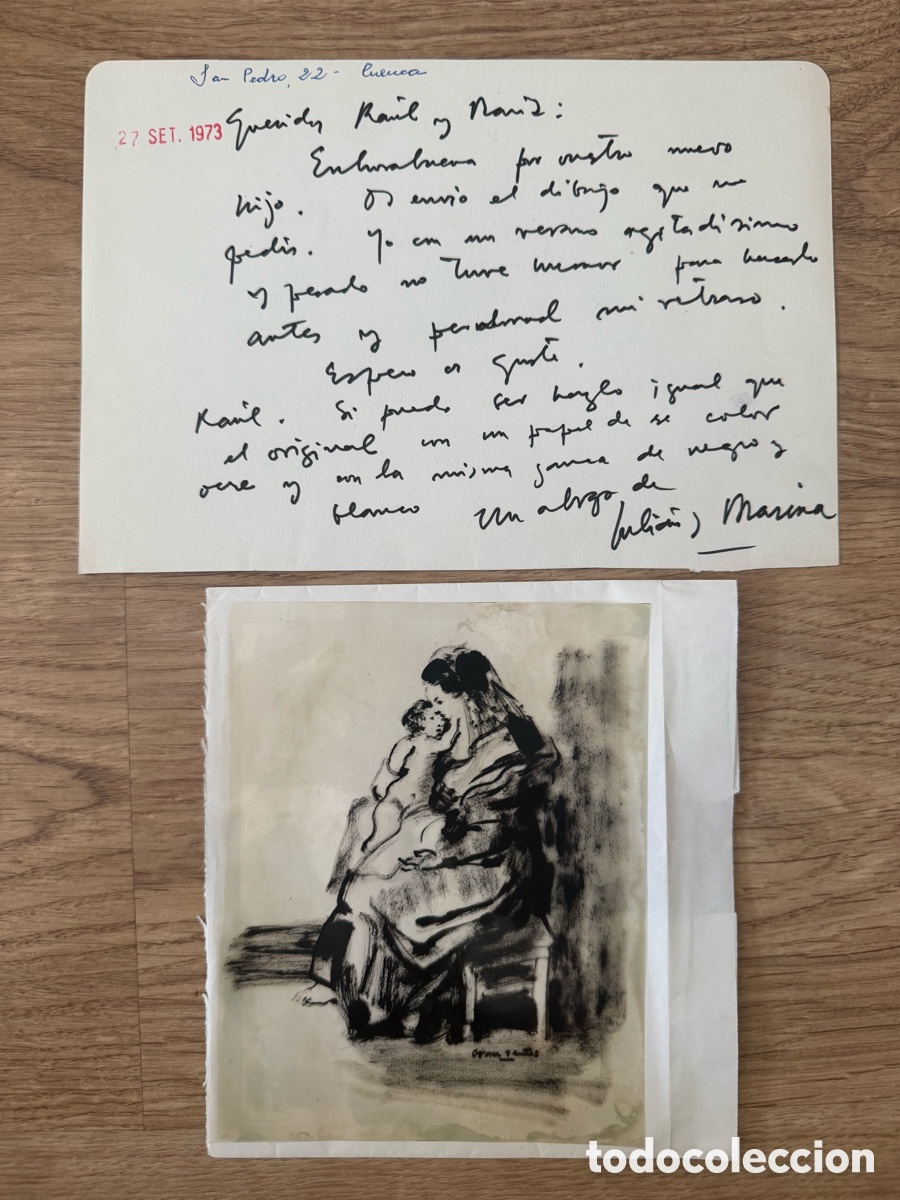 Otros objetos de arte: Juli&aacute;&agrave; Grau i Santos &ndash; Lote de material gr&aacute;fico original de taller y carta manuscrita