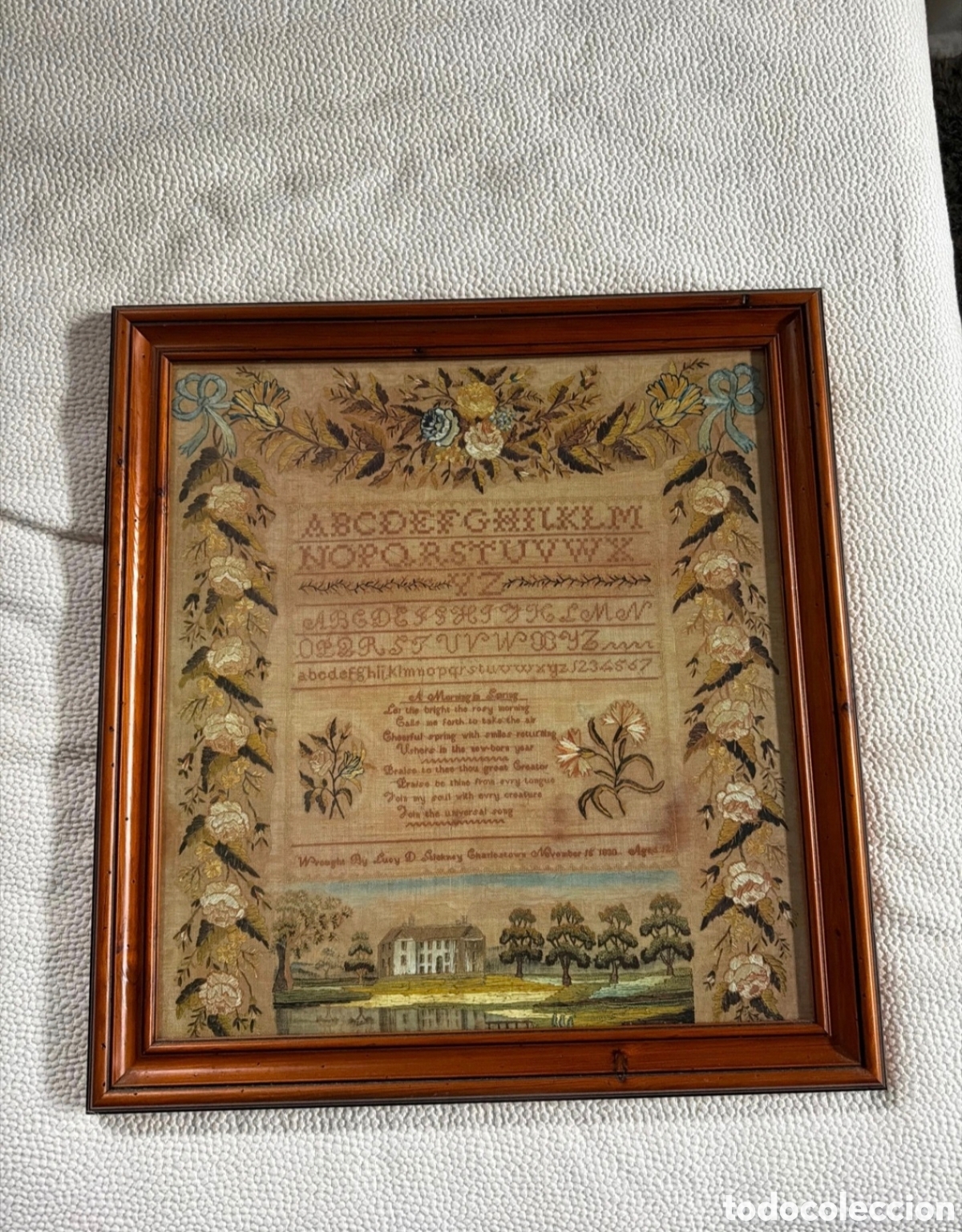 Arte: Antiguo Sampler / Bordado Escolar Hist&oacute;rico. Lucy D. Stickney (Charlestown, 1830)