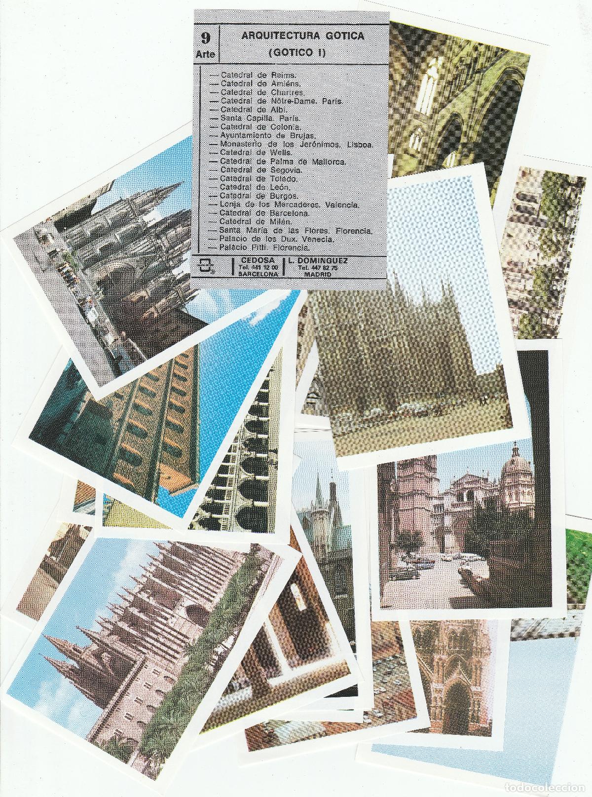Otros objetos de arte: FICHA /CROMO -ARTE- ARQUITECTURA GOTICA ( GOTICO 1)- 21 IMAG -SOBRE N&ordm; 9-CEDOSA-NUEVO