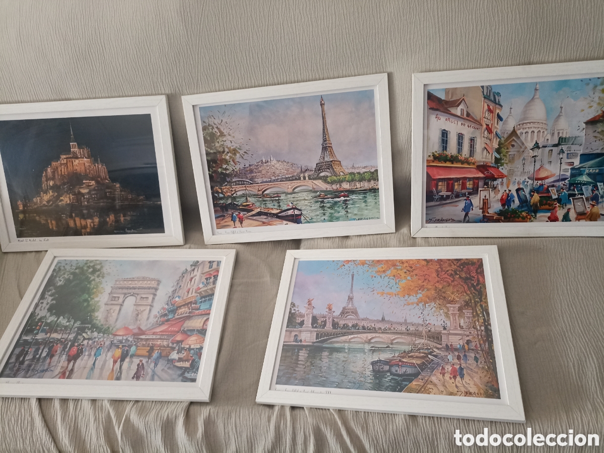 Otros objetos de arte: Lote 5 cuadros Paris