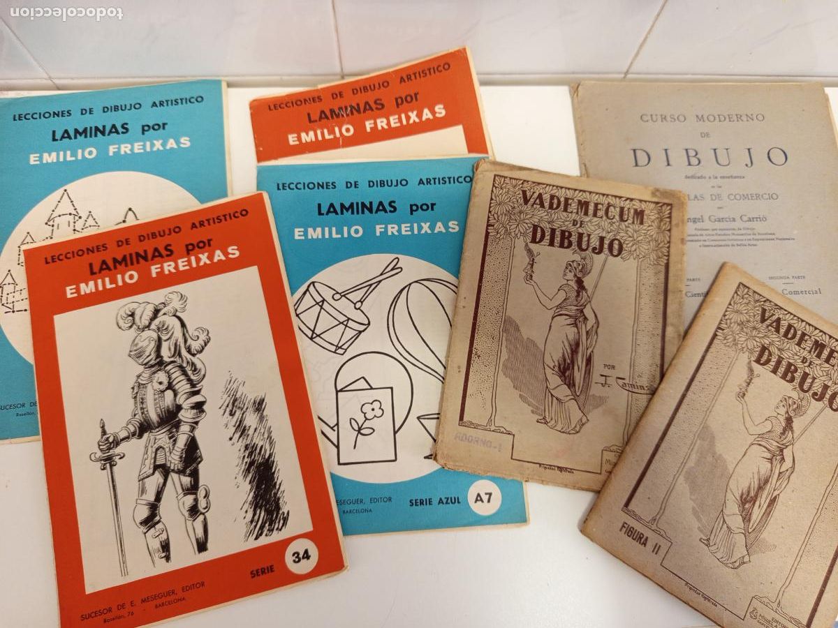 Otros objetos de arte: LOTE DE LAMINAS EMILIO FREIXAS A1 A7 34 Y 35 - VALDEMECUM DE DIBUJO