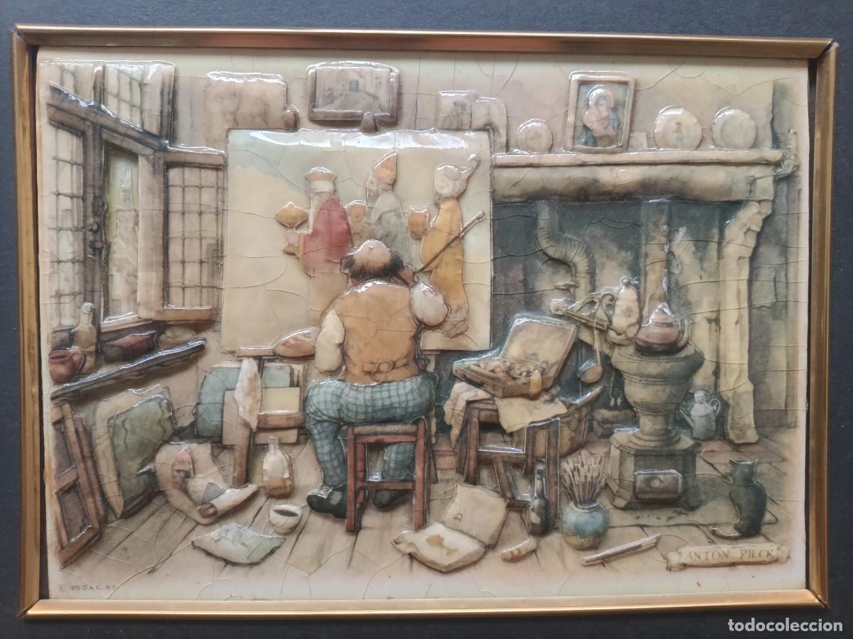 Otros objetos de arte: Cuadro en relieve esmaltado de Anton Pieck - Foto 2