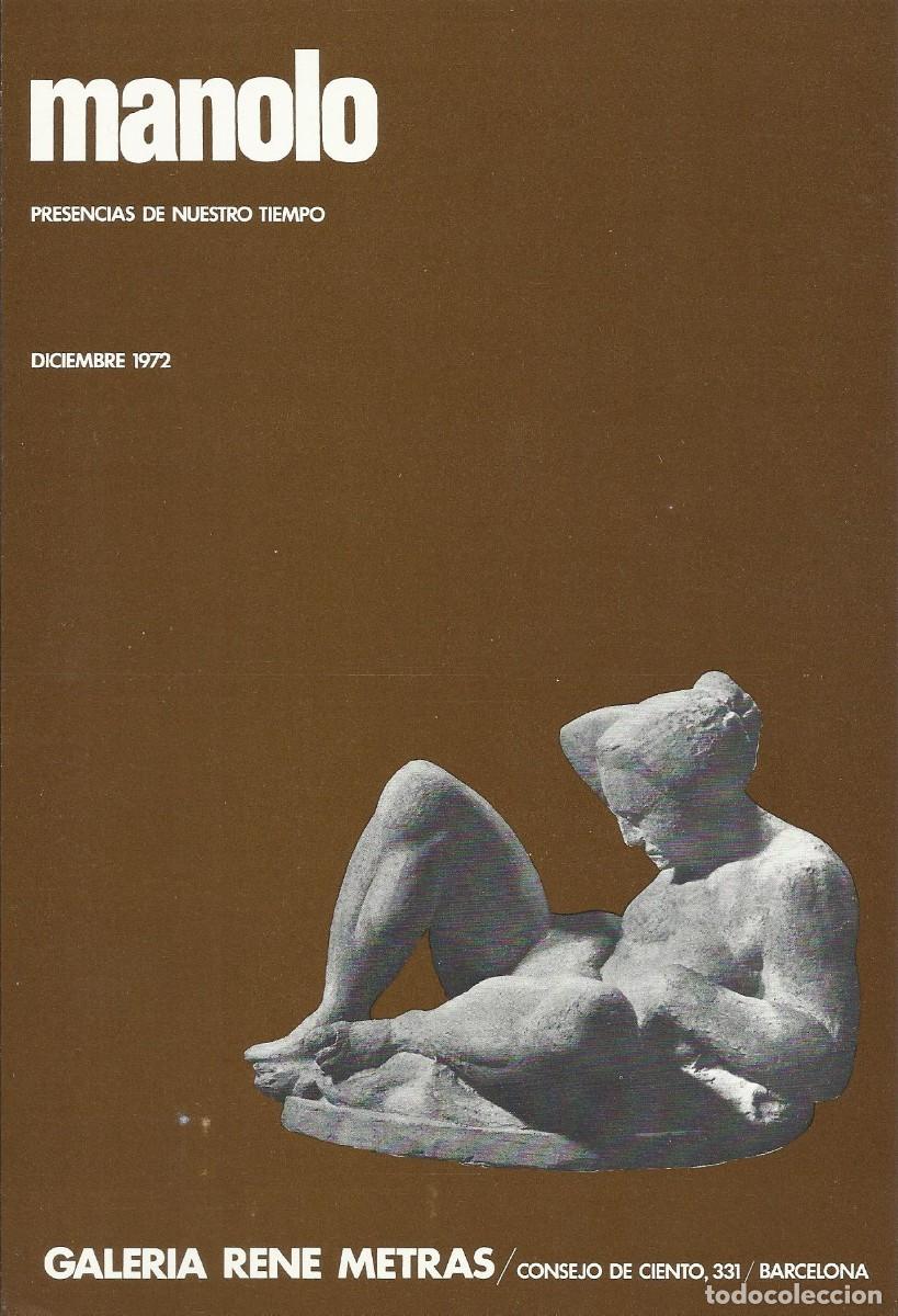 Otros objetos de arte: Manolo Hugu&eacute;. D&iacute;ptico Galer&iacute;a Ren&eacute; Metras. 1972. Barcelona. 23x15,5 cm.