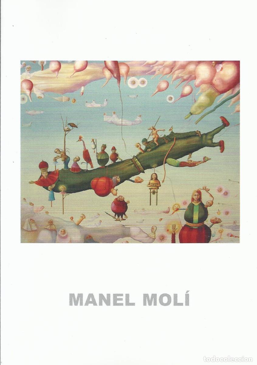 Otros objetos de arte: Manel Mol&iacute;. D&iacute;ptico ilustrado con texto. 2006. 3 punts. Barcelona. 21x15 cm.