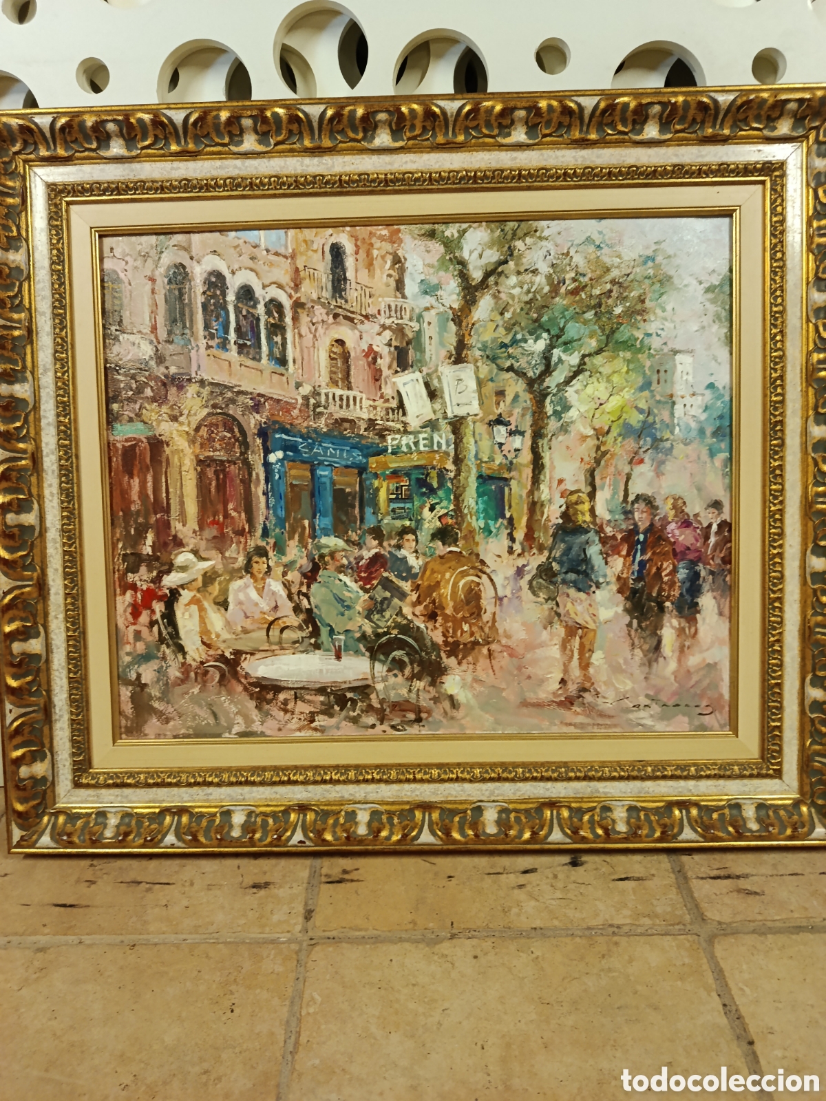 Otros objetos de arte: Caf&eacute; de paris pintado al oleo