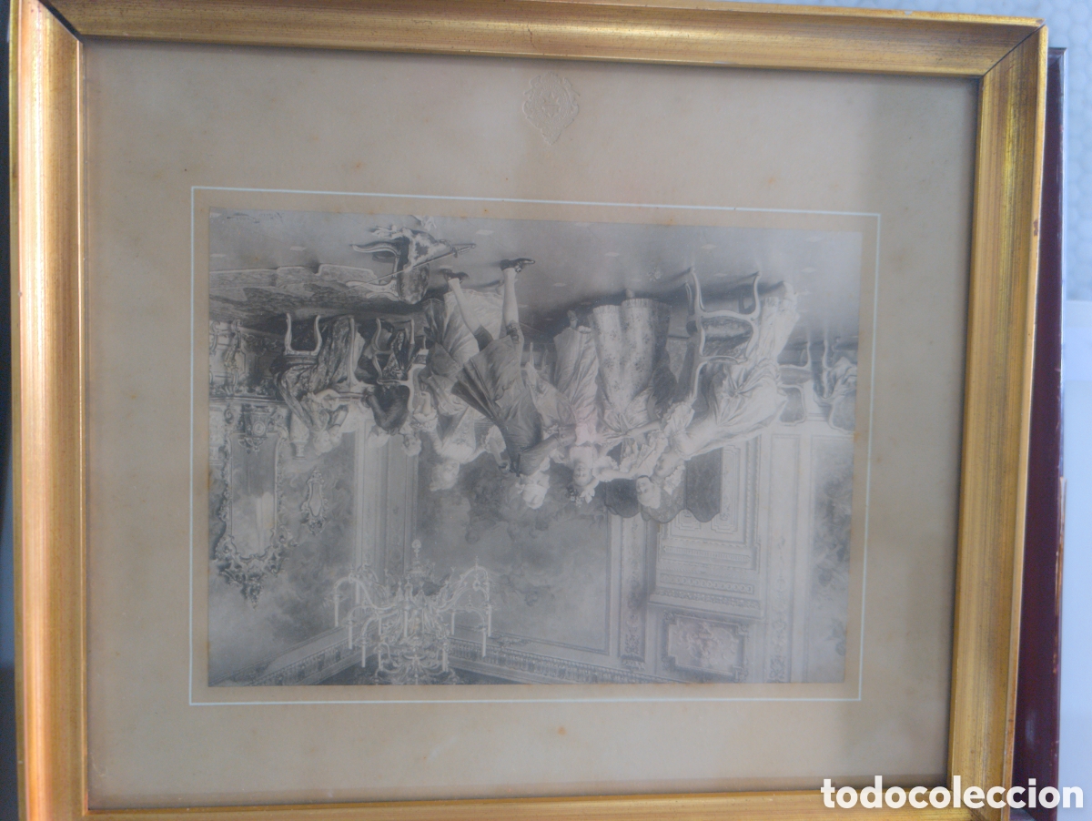 Otros objetos de arte: Fotograbado antiguo A Ricci A colin maillard Gallerie Vivienne Paris Cuadro enmarcado