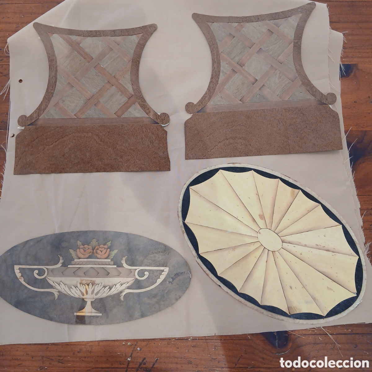 Arte: 4 l&aacute;minas de marqueter&iacute;a antigua para muebles .bonito como obra de arte y tambi&eacute;n se puede enmarcar