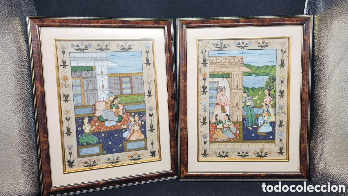 Otros objetos de arte: Pinturas indias enmarcadas