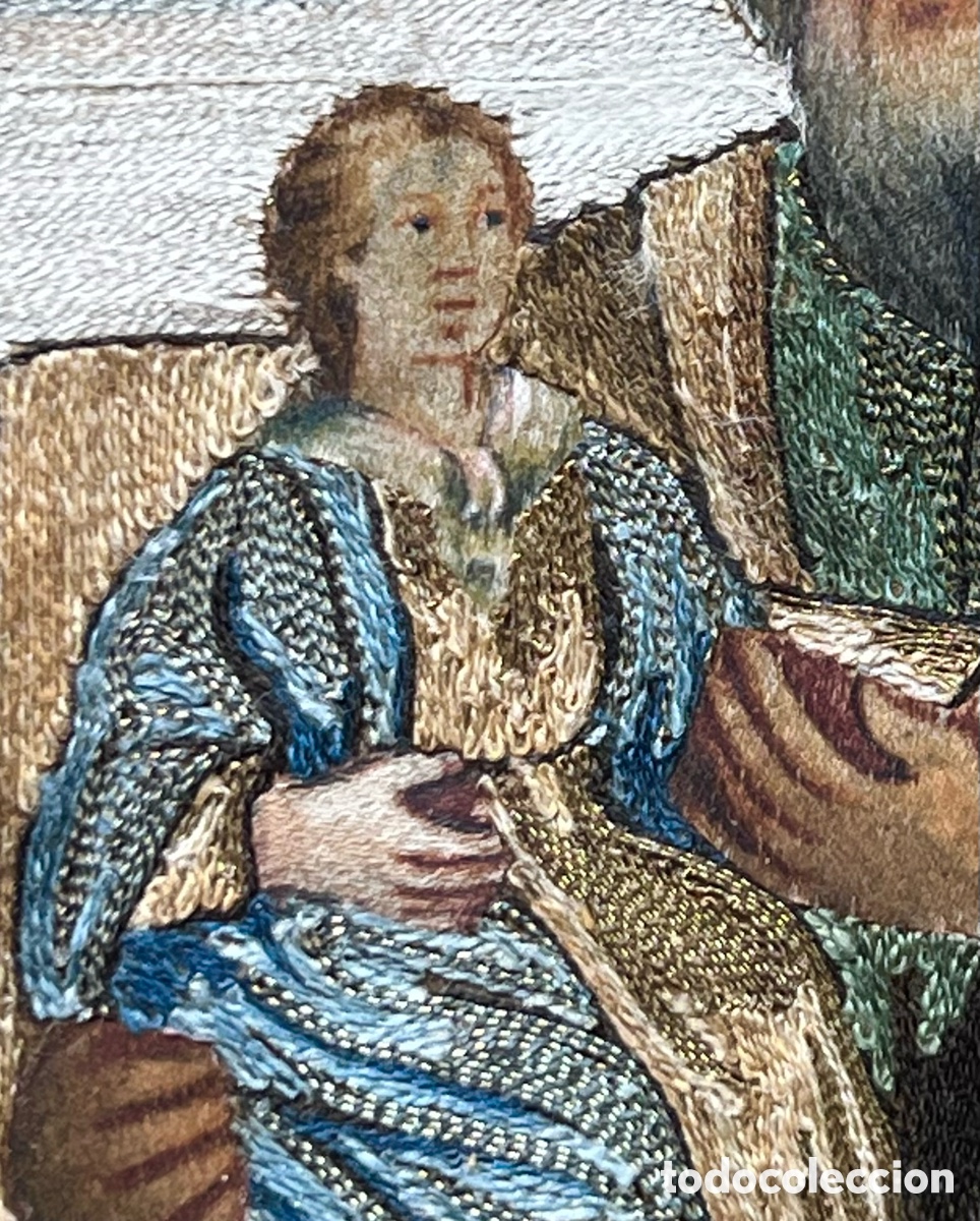 Otros objetos de arte: Pareja de bordados de seda, siglo XVIII
