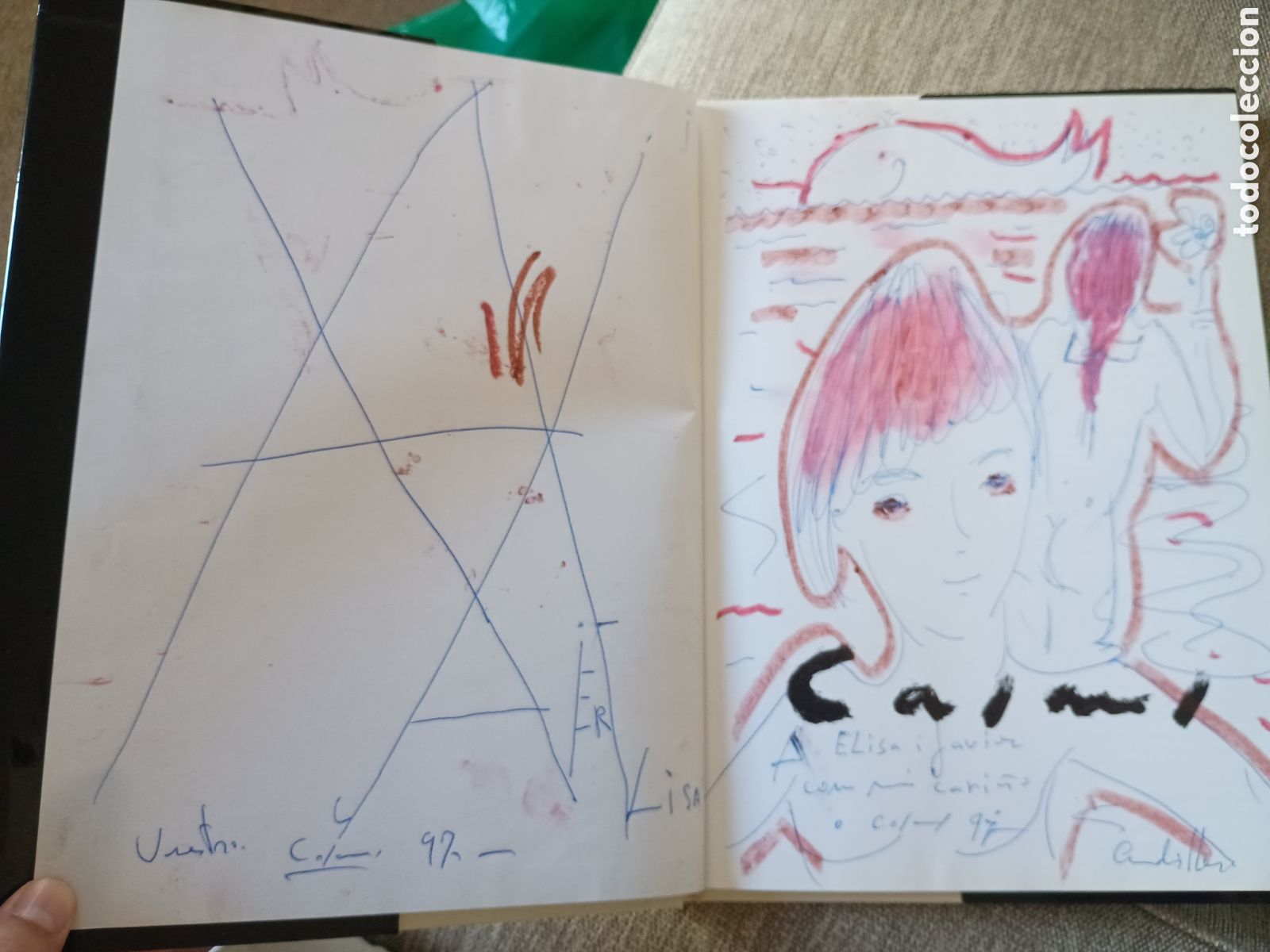 Otros objetos de arte: 3.5 Dibujo de Jes&uacute;s Casaus a modo de dedicatoria en su cat&aacute;logo libro de 1997